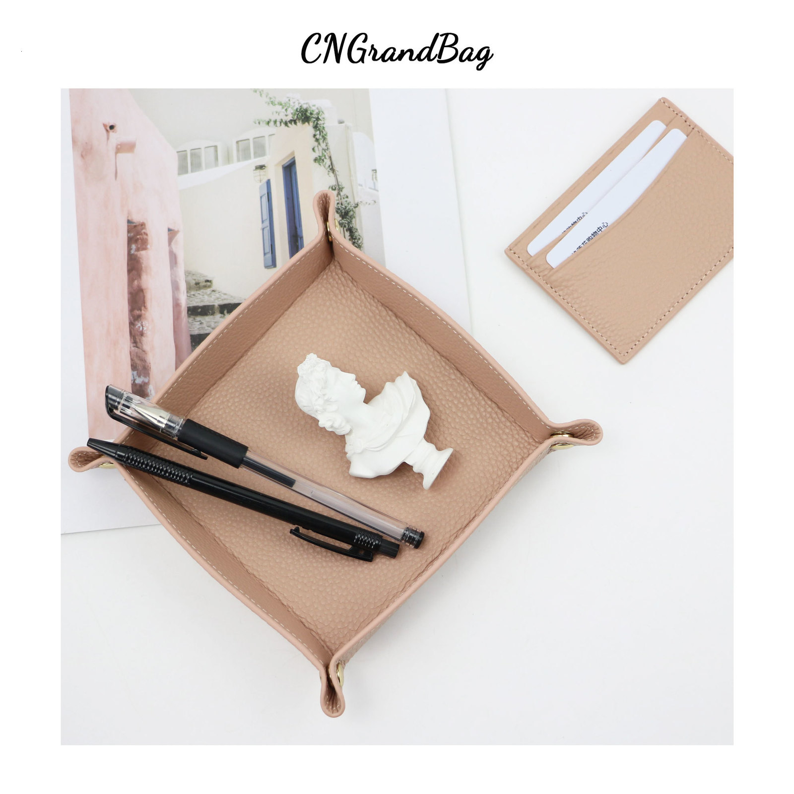 Bag Parts Accessories Functional Foldable Storage Box Leather Tray for DIce Table Key Wallet Coin Desktop Organizer 230404