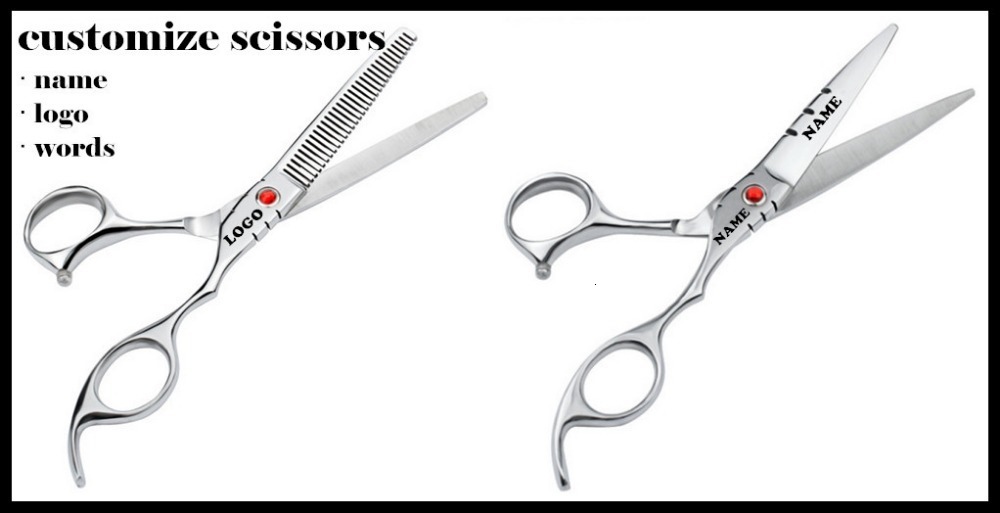 Hair Scissors Customize professional JP 440c steel 7'' 6'' Plum handle cut hair scissors barber cutting make up shears hairdressin