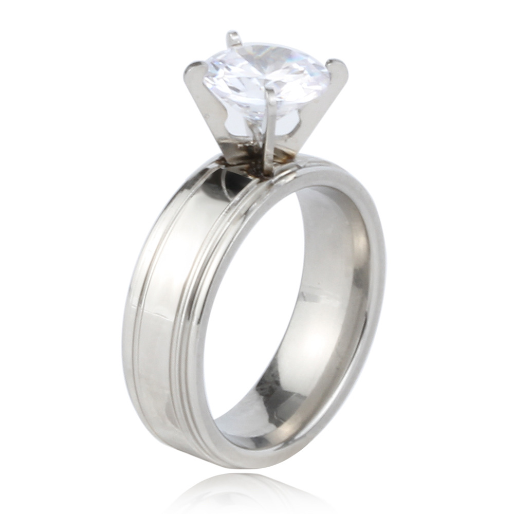 Bling Cubic Zirconia Wedding Band Ring for Women New in Cute Ins Titanium Stainless Steel CZ Stone Silver Rose Gold Finger Rings Birdal Gifts Wholesal