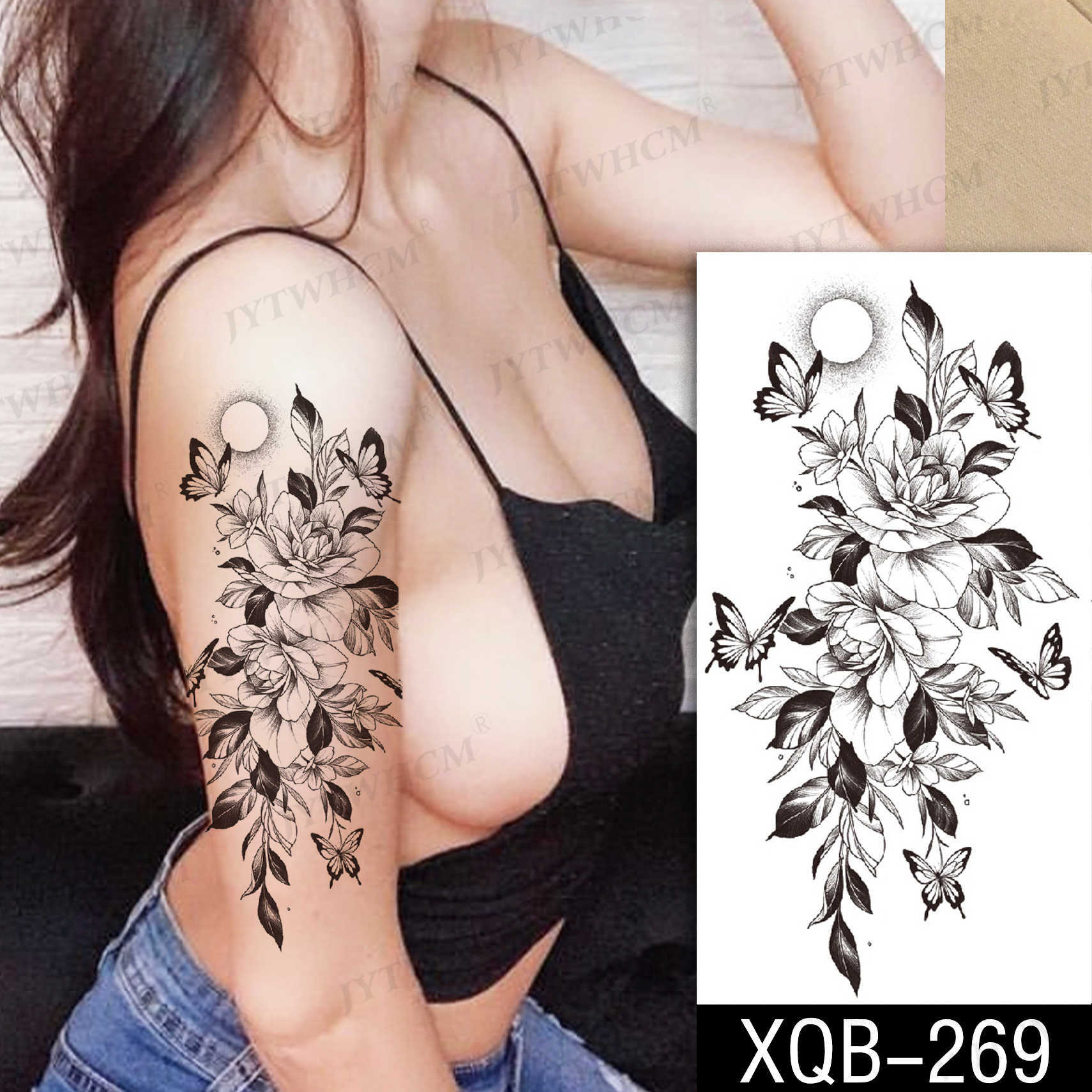 5 PC Temporary Tattoos Women's Body Protection Tattoo Sexy Art Painting Tattoo Temporary Waterproof Touch Sticker Arm Flower for Women Leg Ladies