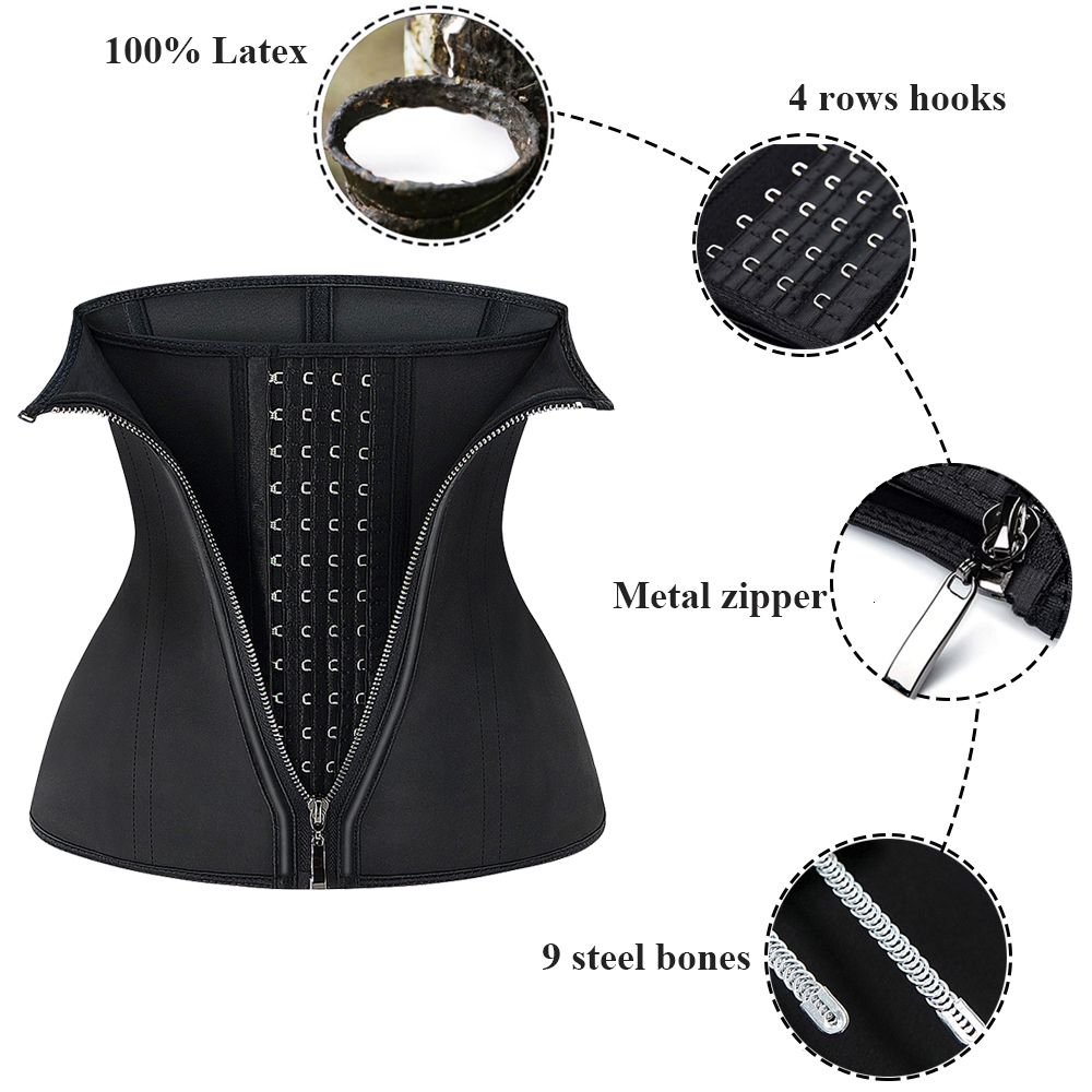 Women's Shapers Latex waist trainer body shape tight corset underwear shape women's steel bone zipper Cincher weight loss belly sports girl 