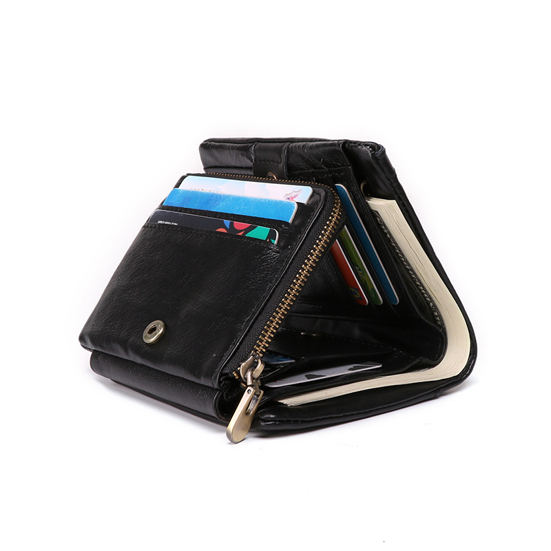 Wallets men's wallet RFID anti-theft short zipper three fold business card holder wallet leather wallet for men 230404