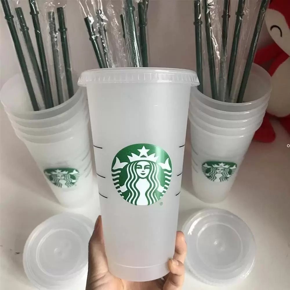 

Mermaid Goddess Starbucks 24oz/710ml Plastic Mugs Tumbler Reusable Clear Drinking Flat Bottom Pillar Shape Lid Straw Cups mug DHL, Multi-color