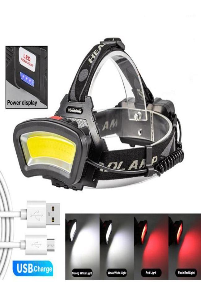 Powerful COB LED Headlamp head Headlight USB Head Lamp Lighting lampe frontale Light Torches Lamp 18650 battery1