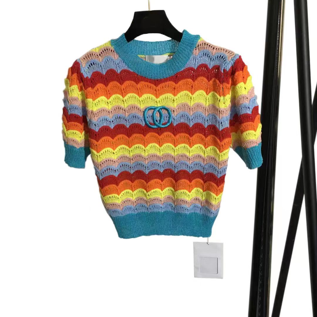Women' Designer Sweaters Short Sleeve Knits T-Shirt Top knitted Jumper women' Tank Suspenders knitting t shirts, #1
Women' Designer Sweaters Short Sleeve Knits T-Shirt Top knitted Jumper women' Tank Suspenders knitting t shirts, #1