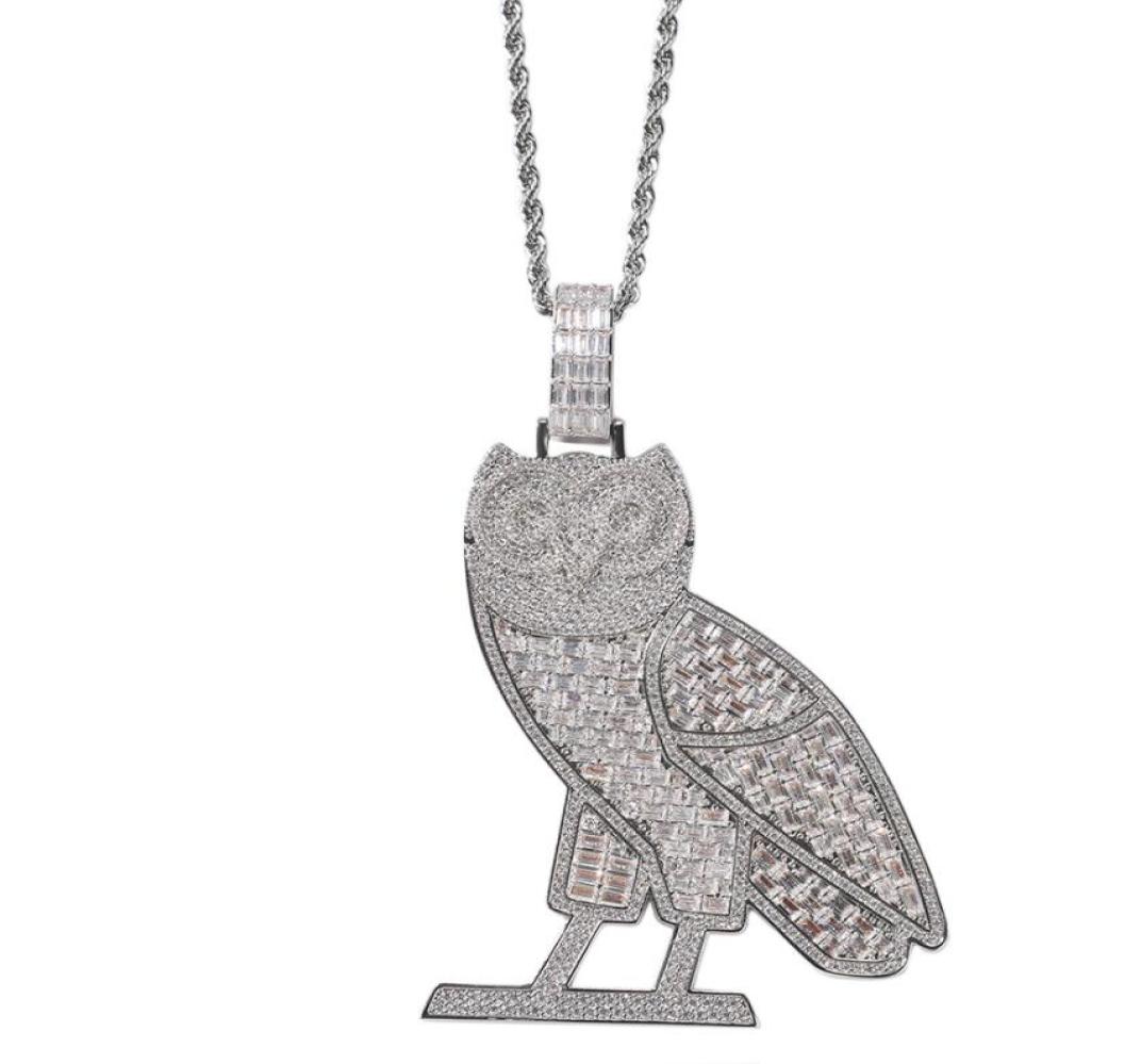 Hip hop Sweater chain Vintage Owl pendant necklaces for men women luxury designer mens bling diamond gold chain necklace jewelry l