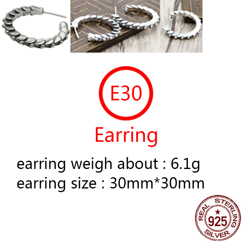 E30 S925 Pure Silver Ear Studs Personalized Fashion Cross Flower Tail Flower Letter Punk Street Dance Style Earrings Jewelry Earrings as a Gift for Lo