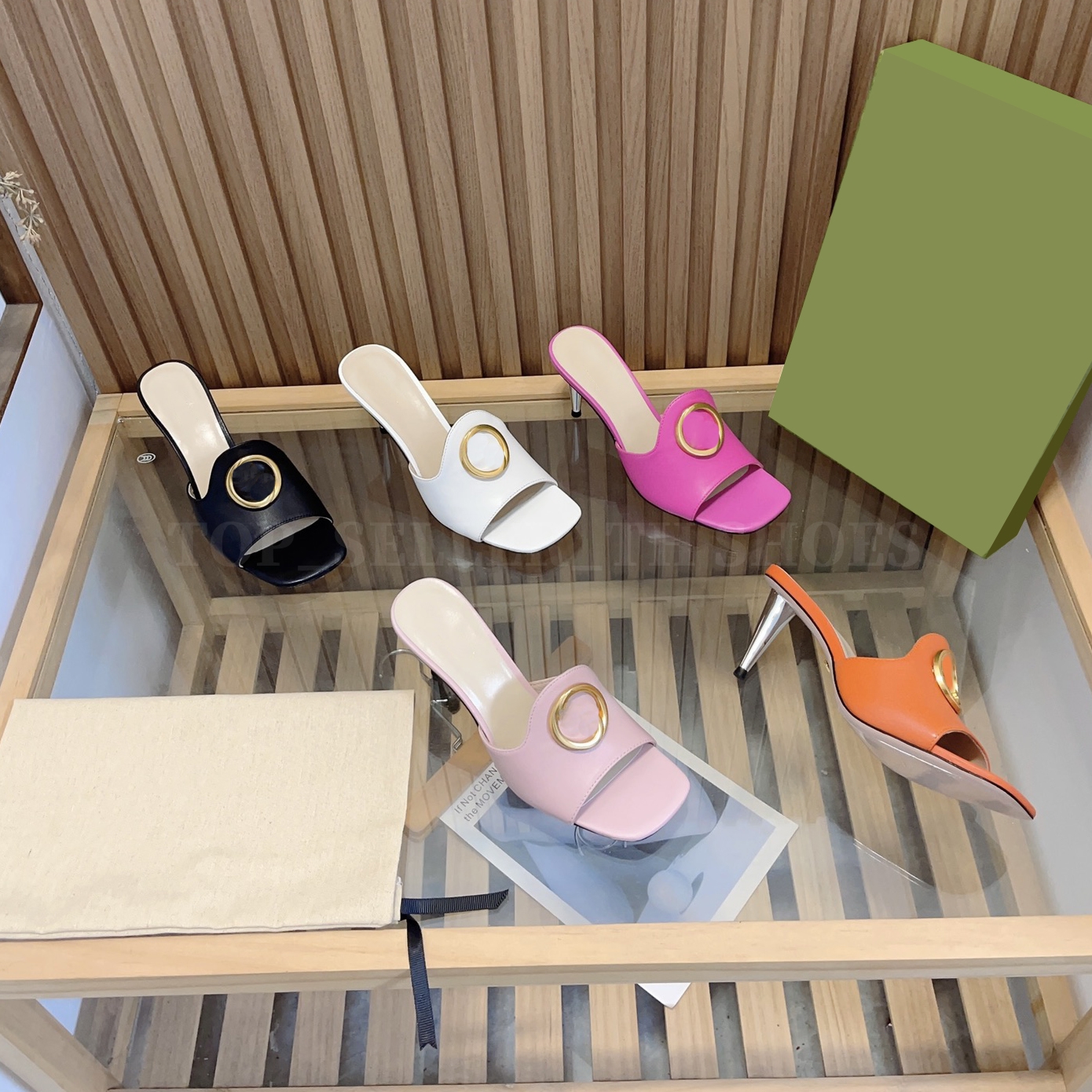 Designer Sandals Women Leather Sandal Metallic Heel Slide Gold-Toned Decorating Mid-Heel Slides Summer Casual Dress Shoes, Red 7cm
Designer Sandals Women Leather Sandal Metallic Heel Slide Gold-Toned Decorating Mid-Heel Slides Summer Casual Dress Shoes, Red 7cm