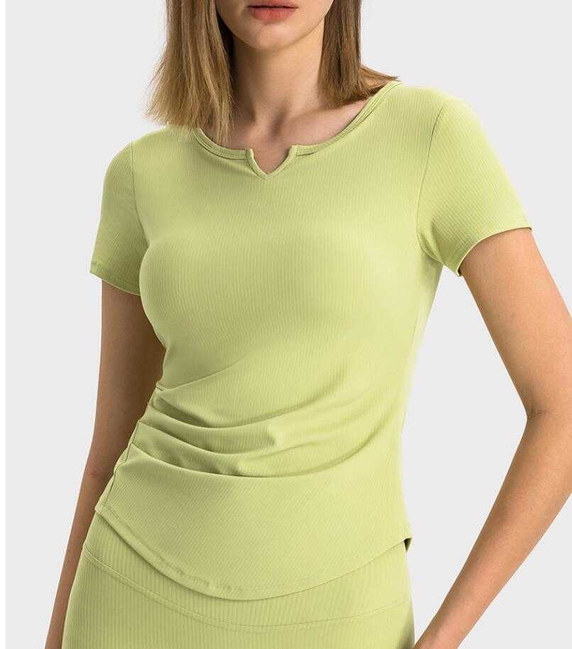 lu-386 Striped Rib Yoga Tops Fashion Pleated Small V-neck Sports Short Sleeve Shirt Women's Fitness Running Slim Fit Gym Clothes, Lemon green
lu-386 Striped Rib Yoga Tops Fashion Pleated Small V-neck Sports Short Sleeve Shirt Women's Fitness Running Slim Fit Gym Clothes, Lemon green