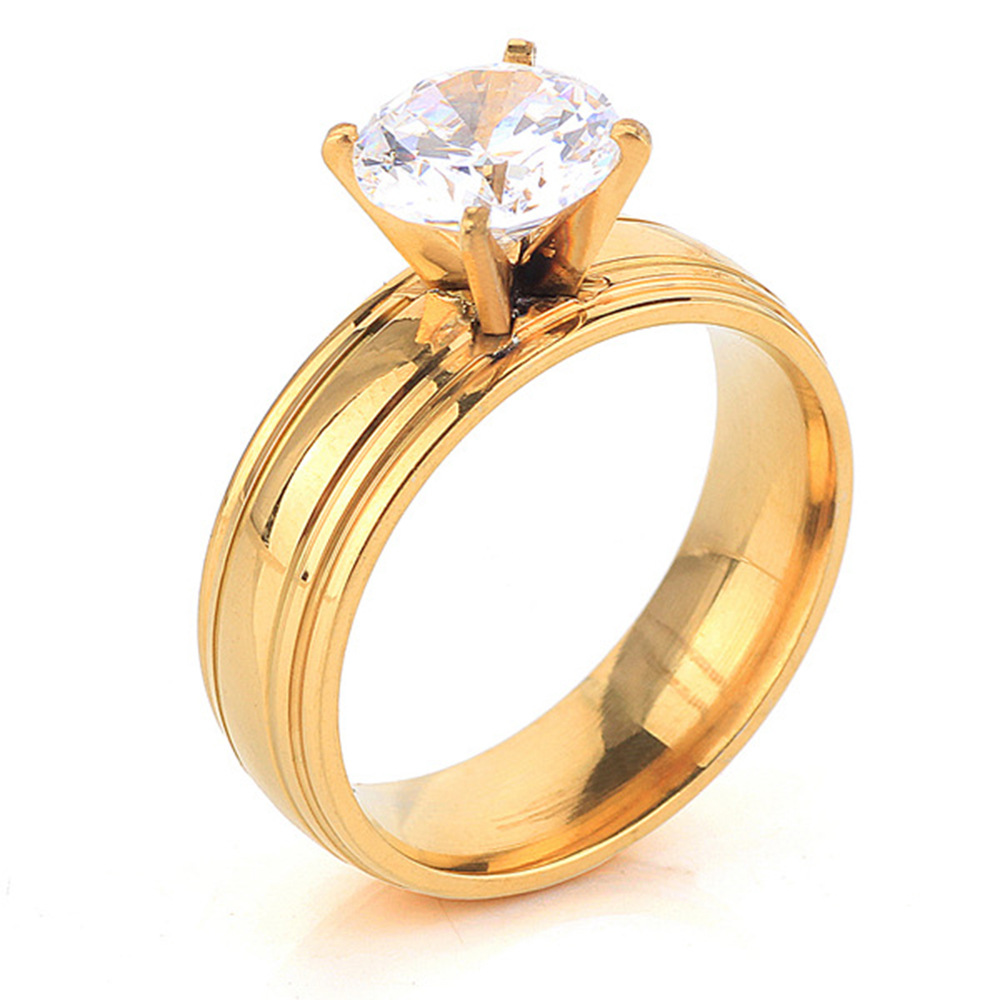 Bling Cubic Zirconia Wedding Band Ring for Women New in Cute Ins Titanium Stainless Steel CZ Stone Silver Rose Gold Finger Rings Birdal Gifts Wholesal