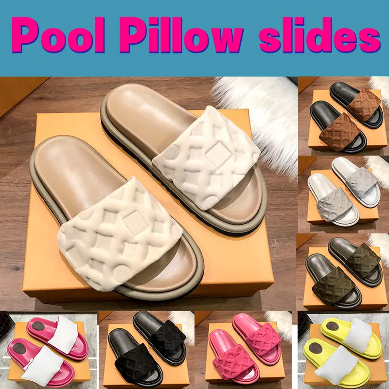New Pool Pillow slides Sandals women designer slippers Sliders flat Embossed Mules Comfort womens shoes Mens platform Slide summer slipp HbS, #3- pink
New Pool Pillow slides Sandals women designer slippers Sliders flat Embossed Mules Comfort womens shoes Mens platform Slide summer slipp HbS, #3- pink