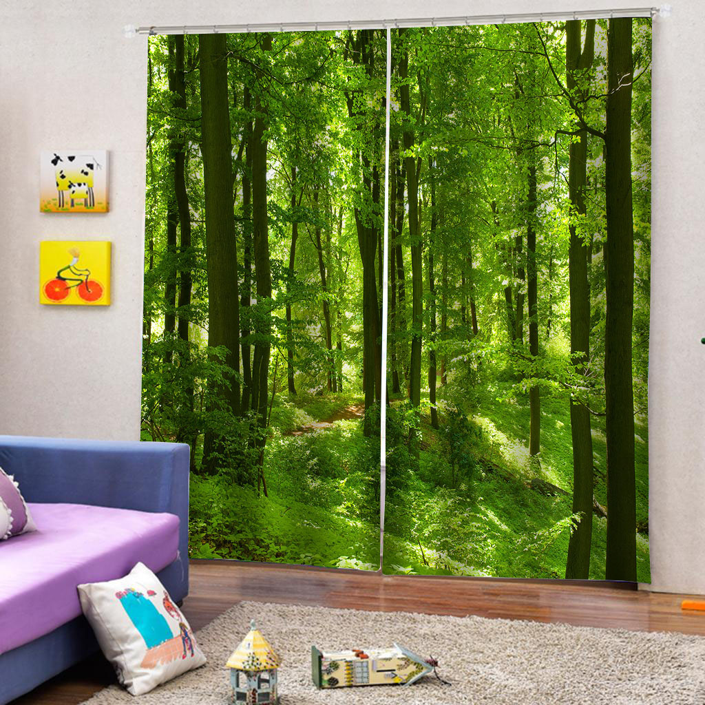 3D Curtain Photo Customize Size green forest curtains Bedroom Living Room Office Cortinas Breakdown Bathroom Shower