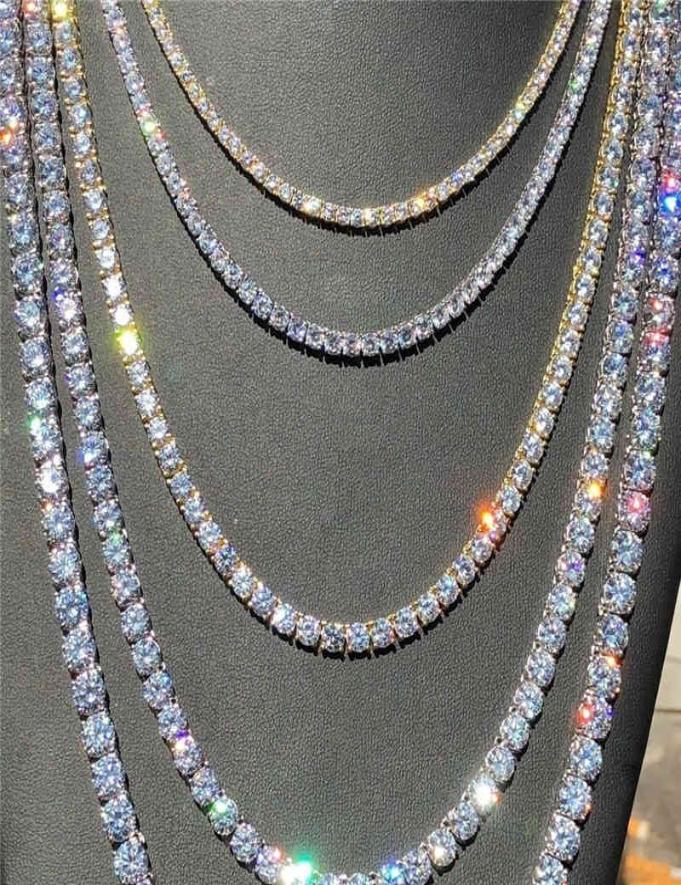 Hiphop 18k Gold Iced Out Diamond Chain Necklace CZ Tennis Necklace For Men And Women