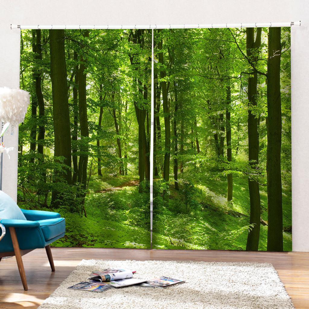 3D Curtain Photo Customize Size green forest curtains Bedroom Living Room Office Cortinas Breakdown Bathroom Shower