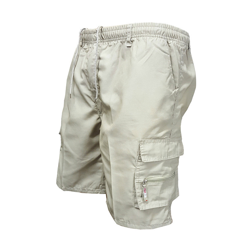 Men's Shorts Men's Shorts Summer Casual Shorts Bermuda Fashion Men's Solid Color Multi Pocket Drawstring Elastic Waist Cargo Shorts 230