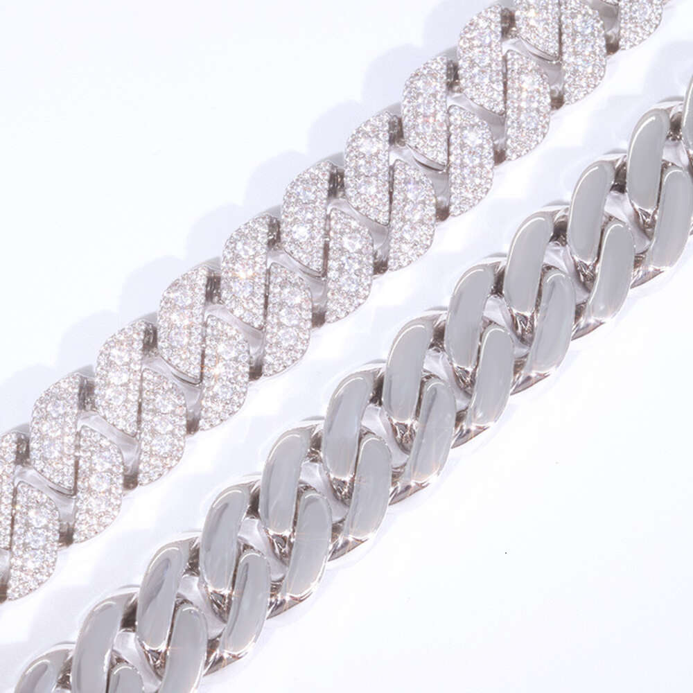 dia bracelets Sterg sliver with GRA vvs moissanite 10mm 2rows mens jewelry rapper necklace cuban k chain