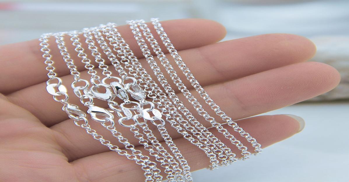whole 100pcs lot solid 925 sterling silver o link chains necklaces for jewelry charms pendants 16 18 20 22 24 26 28 30 8 sizes