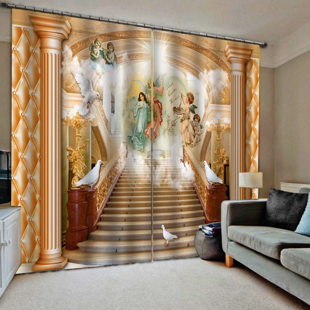 beauty 3D Curtains Living Room Bedroom Drapes Cortinas Customized size yellow curtains