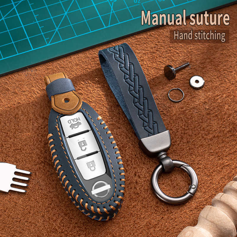 New Leather Car Key Case Cover for Nissan Leaf Micra Qashqai Juke J11 J10 X Trail T32 Tiida Versa Note Altima for Infiniti QX50 QX60