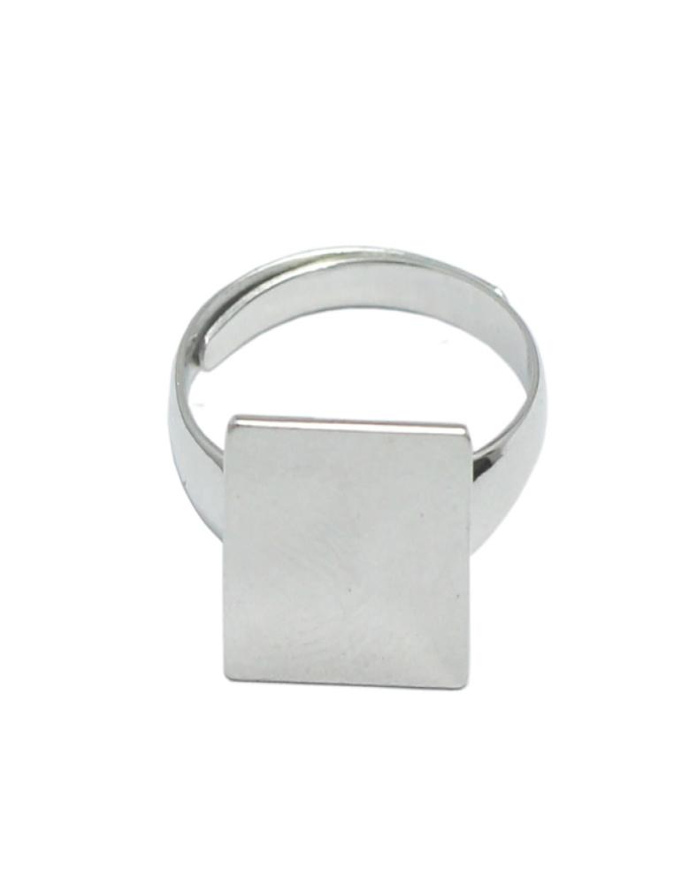 Beadsnice Square Ring Blanks 925 Sterling Silver Ring Setting with 12 mm Square Flat Pad DIY New Year Gift Silver Rings ID 33490
