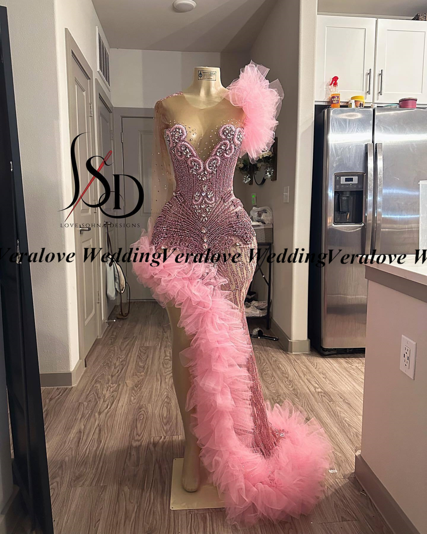 Sexy Pink Mermaid Evening Dresses One Shoulder Sequin Prom Gowns African Woman Formal Party Dress Custom Size