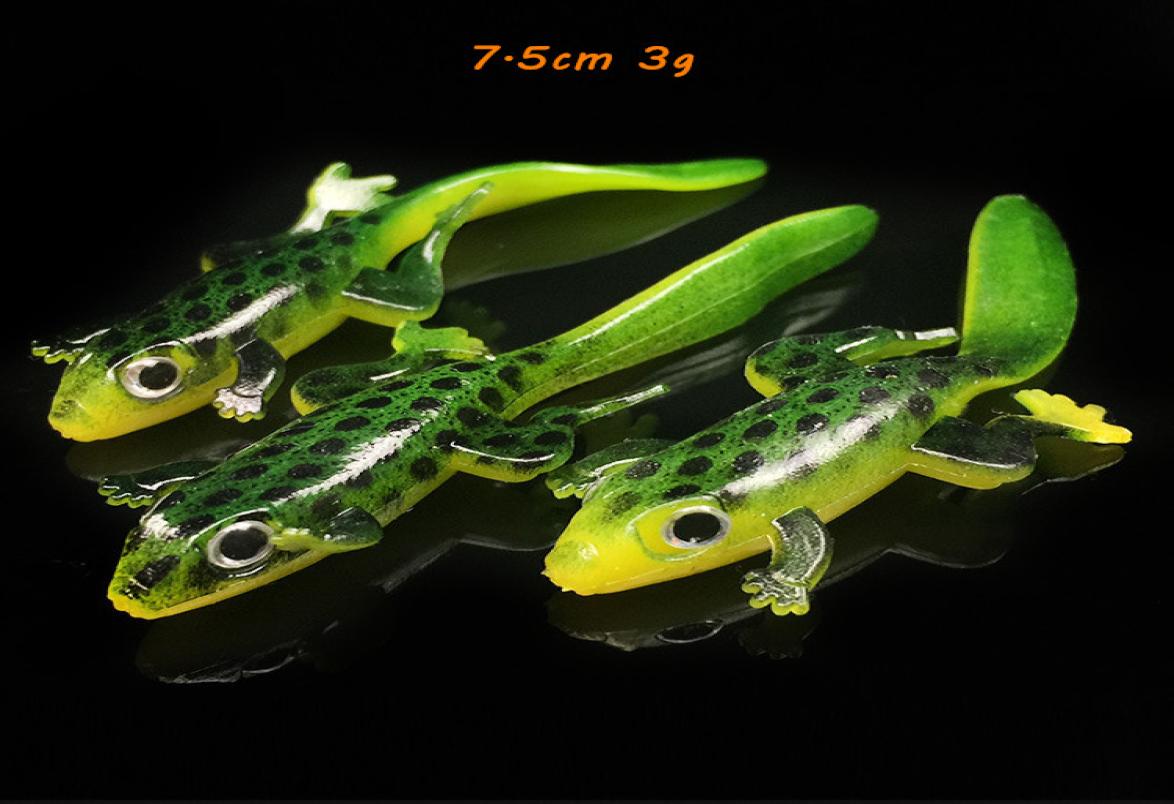 75cm 3g Elliot Frog Soft Baits Lures Silicone Fishing Gear 20 Pieces lot S2
