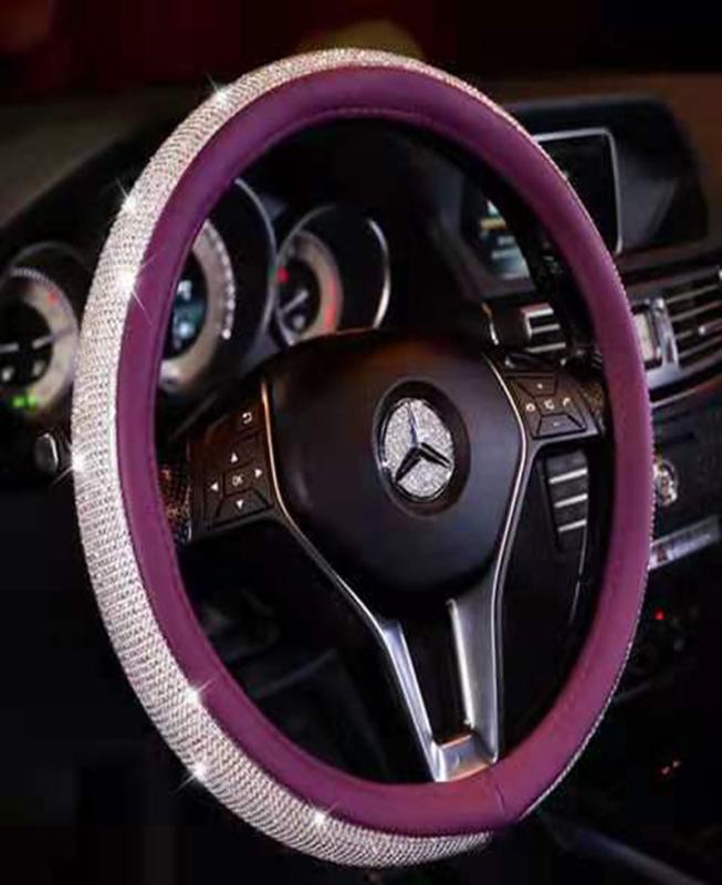 Full diamond steering wheel cover car diamondstudded steering wheel cover new grip cover personality unisex steering 03