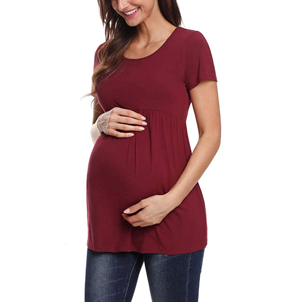 Maternity Dresses Womens Maternity Tops Short Sleeve Striped Tunic Casual Pregnancy T-Shirt Maternity Clothes Comfy Flattering Summer Blouses 230404