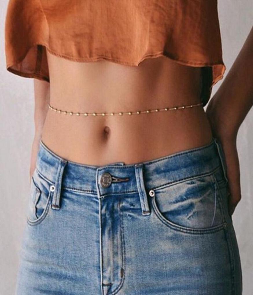 Summer Belly Chain Bikini Waist Link Gold Silver Color Necklaces Body Jewelry Women Sexy Chain Charm Bikini Beach Body