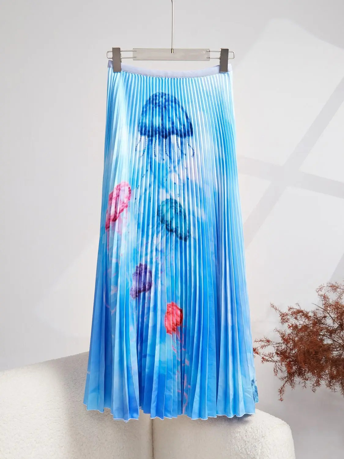 Two Piece Dress Runway Pleated 2 Pieces Sets Miyake Holiday Women Corn Pleated Long Sleeve T-shirt With Elastic Long Skirt Casual Party Suit2024