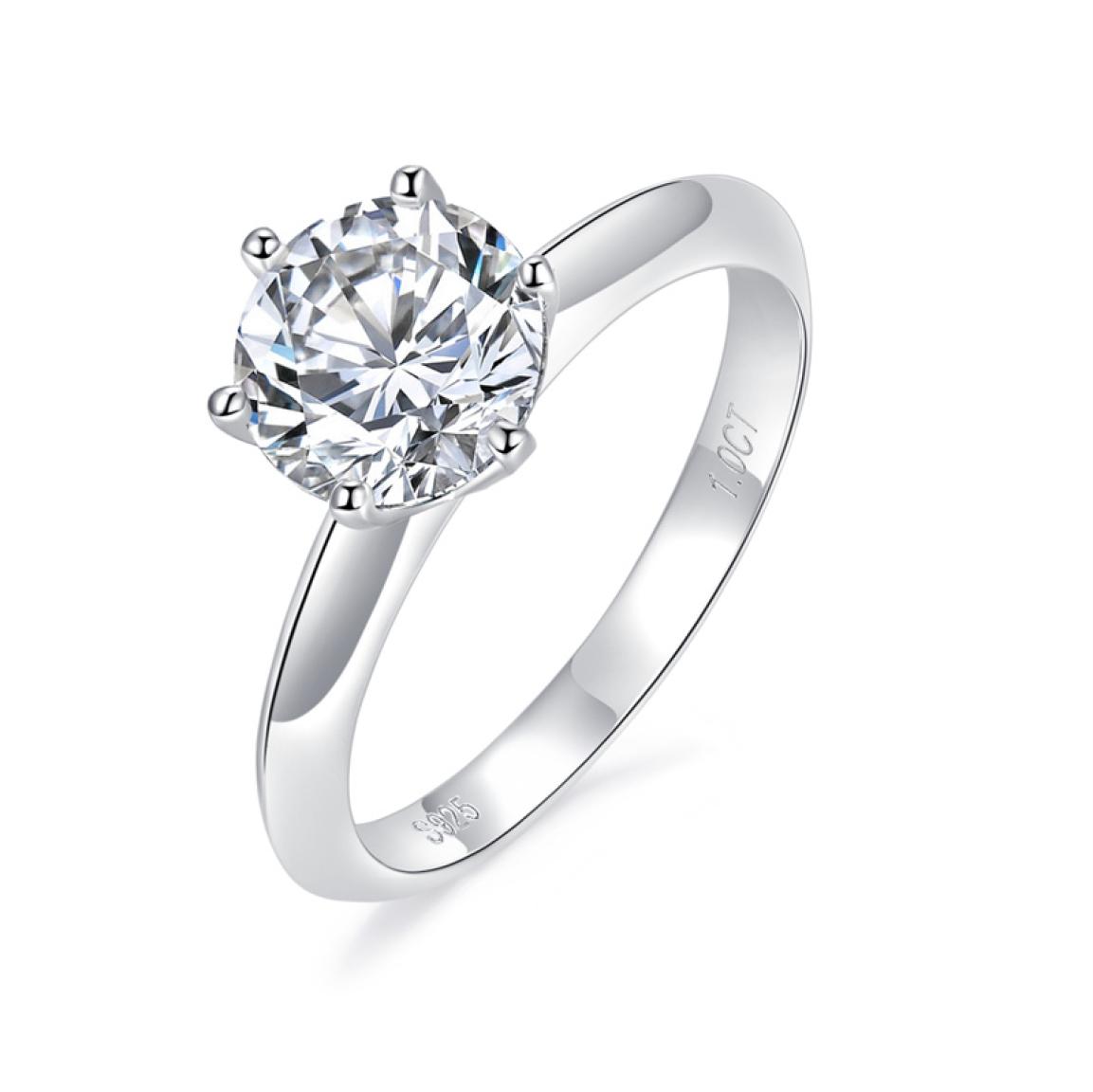 1 Carat Classic Six Prong Moissanite Ring Women Wedding Ring Sterling 925 Silver Luxury Gift