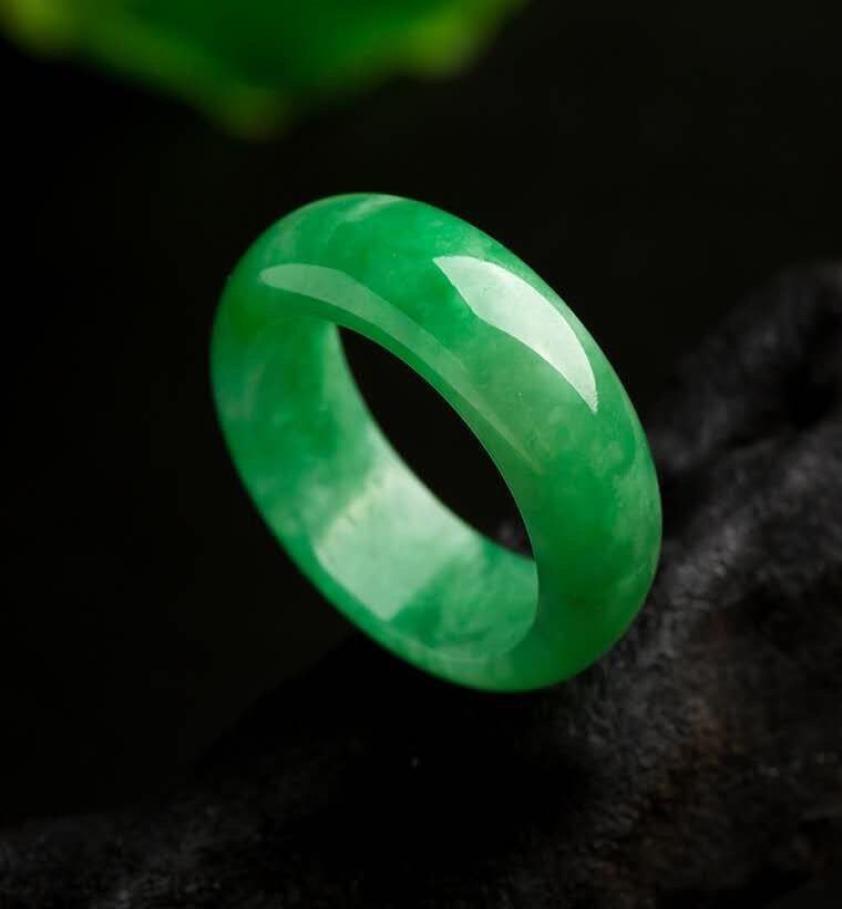 Jadeite Jade Ring Band for Woman or Man Thin Modern Jewelry Raw Stone Chinese Solid Stone