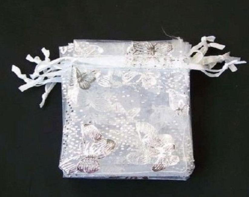 20X30CM 100 pcs white butterfly Organza Wedding Jewellery Gift Bag 70x90 mm Party Bags PoucheS