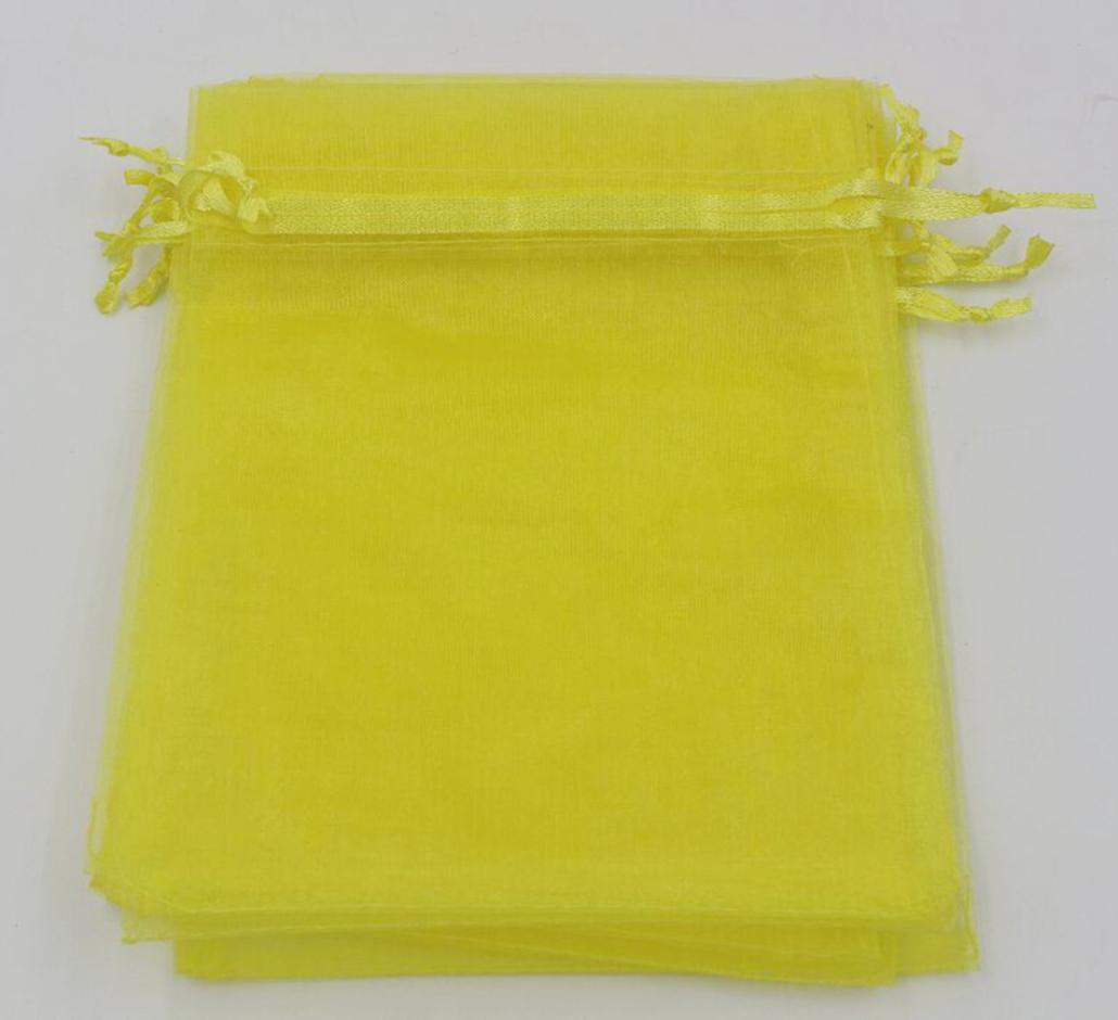 Lemon Yellow 7x9cm 9X11cm 13X18cm Organza Jewelry Gift Pouch Bags For Wedding favorsbeads Accessories