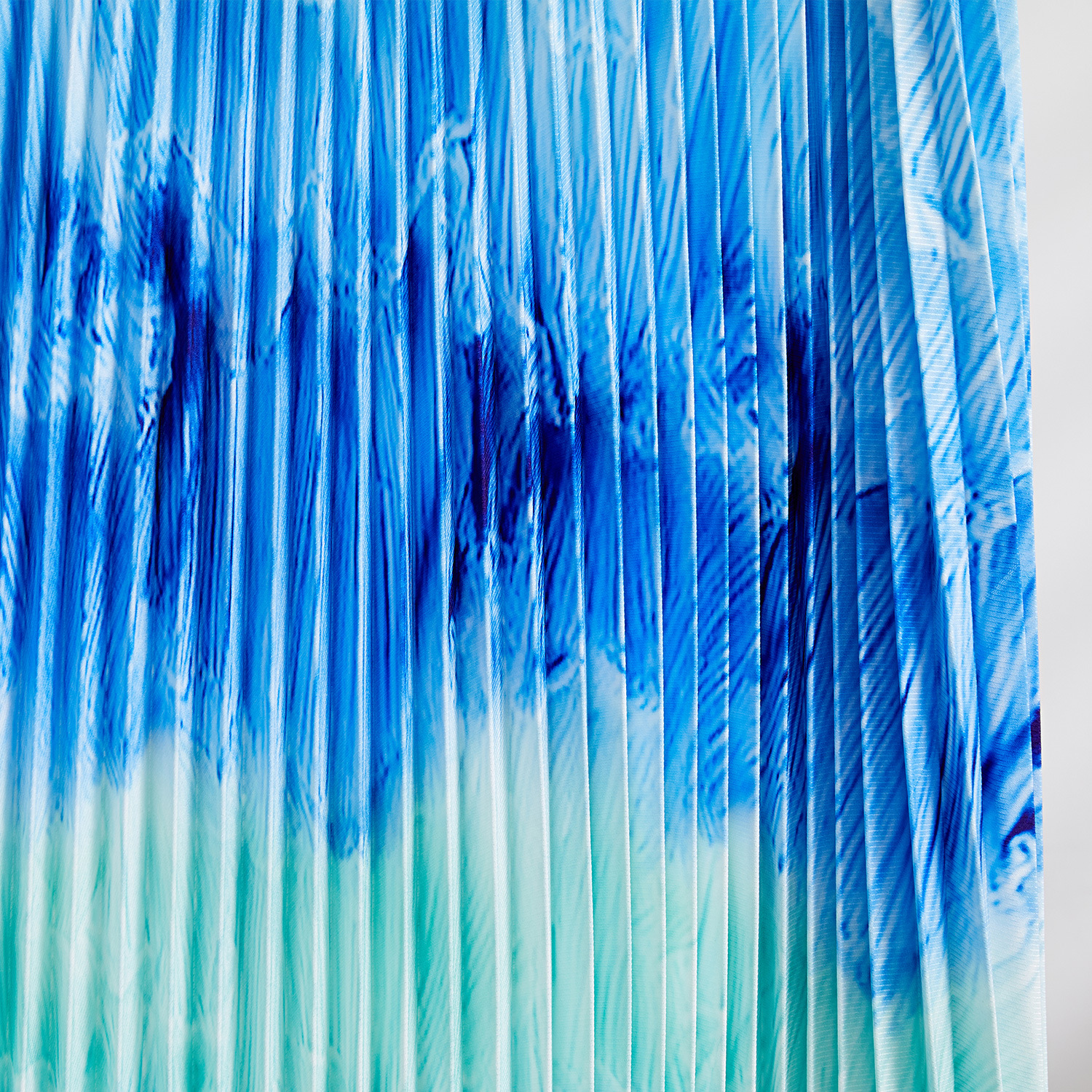 Two Piece Dress Runway 2 Piece Sets Women Outfits Spring Autumn Miyake Pleated Long Sleeve Blue Printed Tops With Elastic Long Skirt Suits 2024