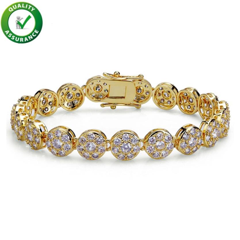 Hip Hop Designer Jewelry Mens Gold Bracelets Luxury Bangles Iced Out Diamond Tennis Bracelet Style for Love Rock Link Chain