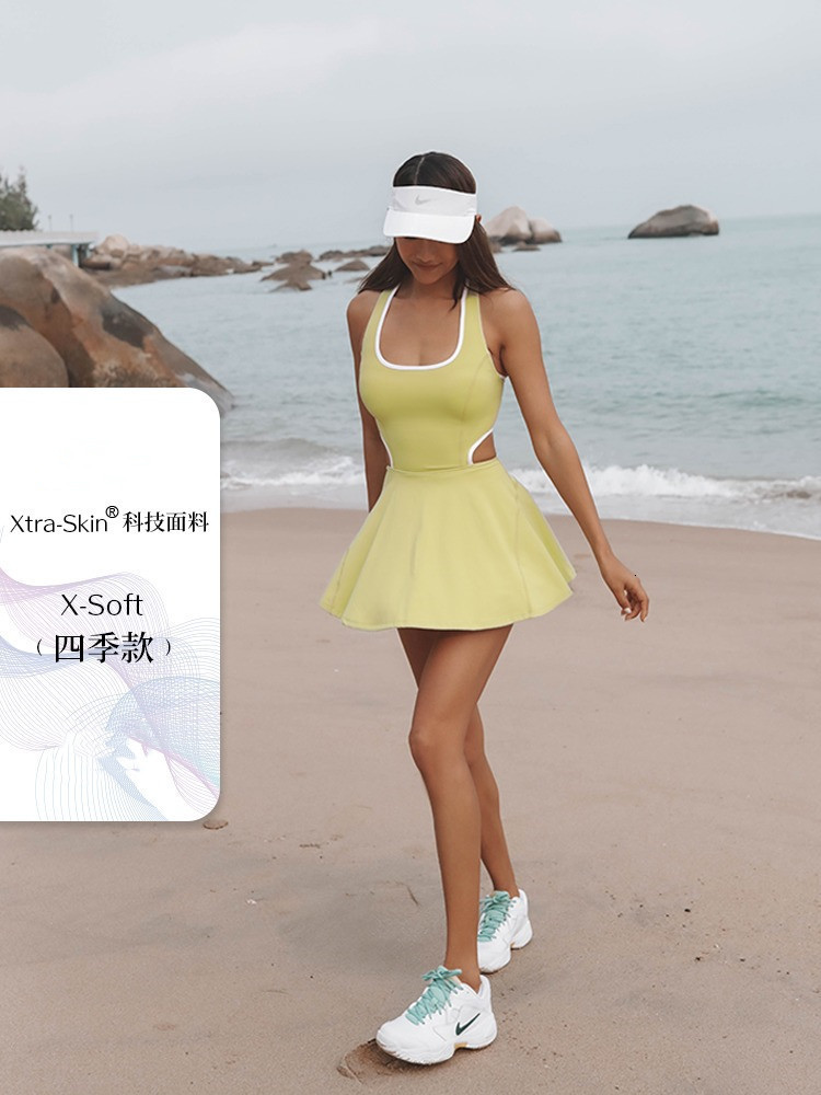 Dresses The All-In-One Yoga Suit Outdoor Sports Fiess Running Clothes Fashion Training Suits Tennis Dress Women 230404