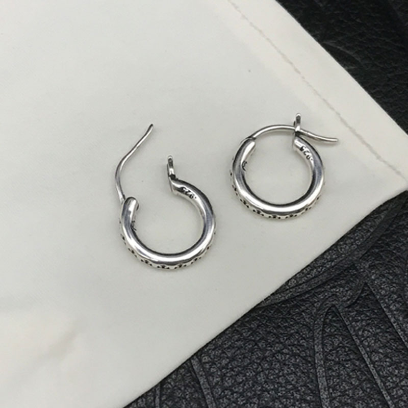 E65 S925 Sterling Silver Earrings Fashion Personalized Punk Street Dance Style Cross Flower Letter Jewelry Design Gift for Lovers