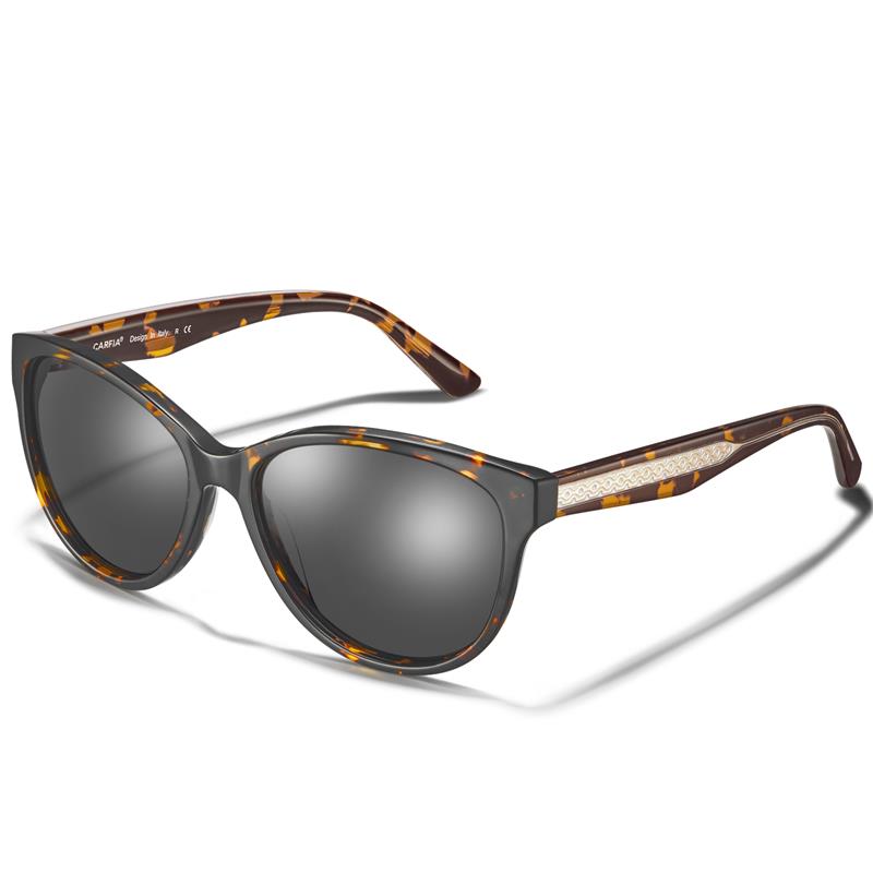 CARFIA Cateye Polarized Sunglasses for Women UV Protection, Italy Handcrafted Acetate Frame with Embossed Pattern Wire Core