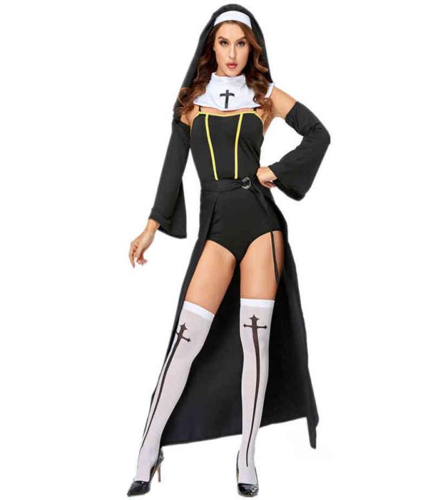 Stage Wear Sexy Nun Come Cosplay Uniform For Adult Women Halloween Church Missionary Sister Party Fancy Dress T220905