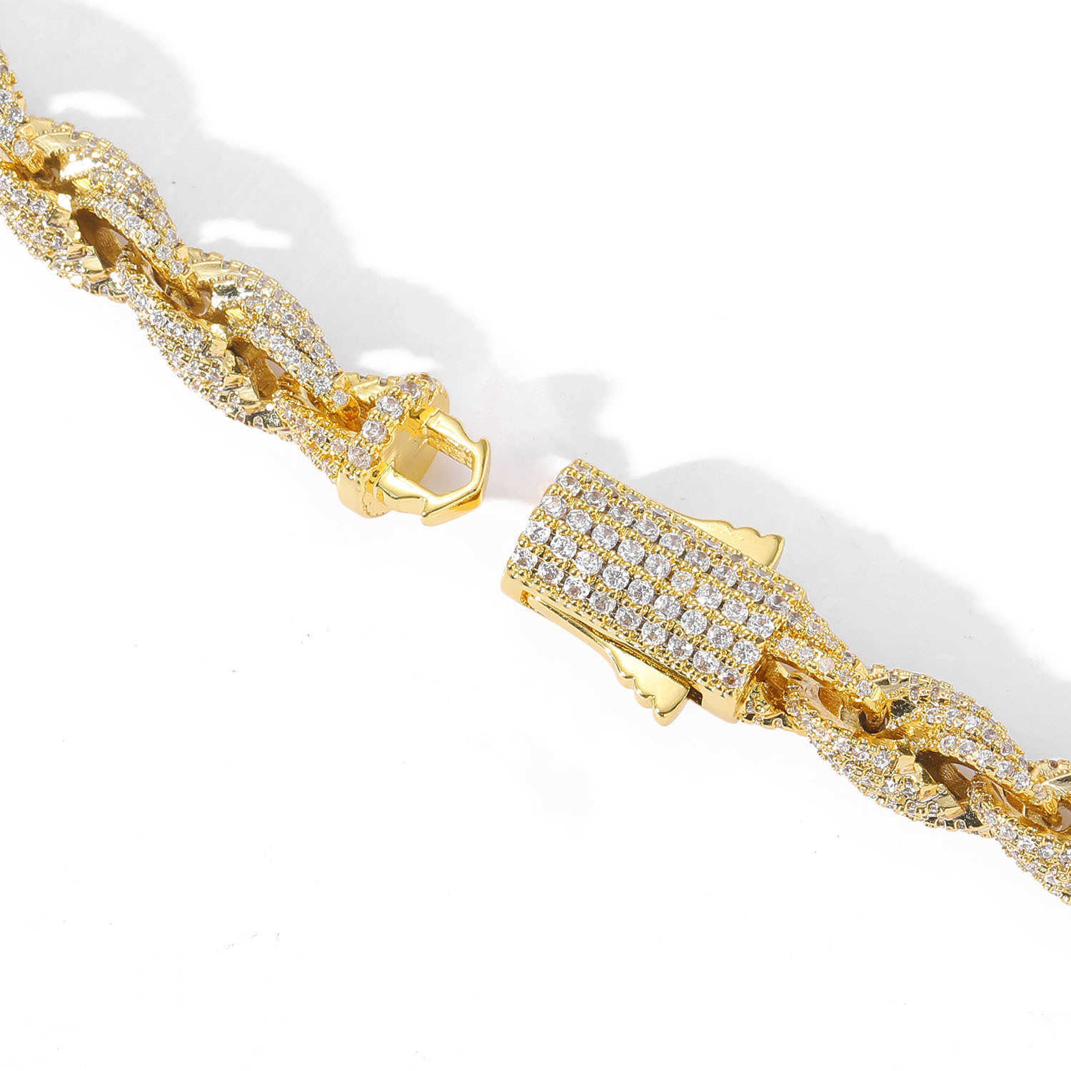 bracelet necklace mossanite Hip Hop Jewelry Vvs Moissanite Full Dia Cuban Rope Chain Bracelet 8mm Iced Out Gold Miami k Necklace