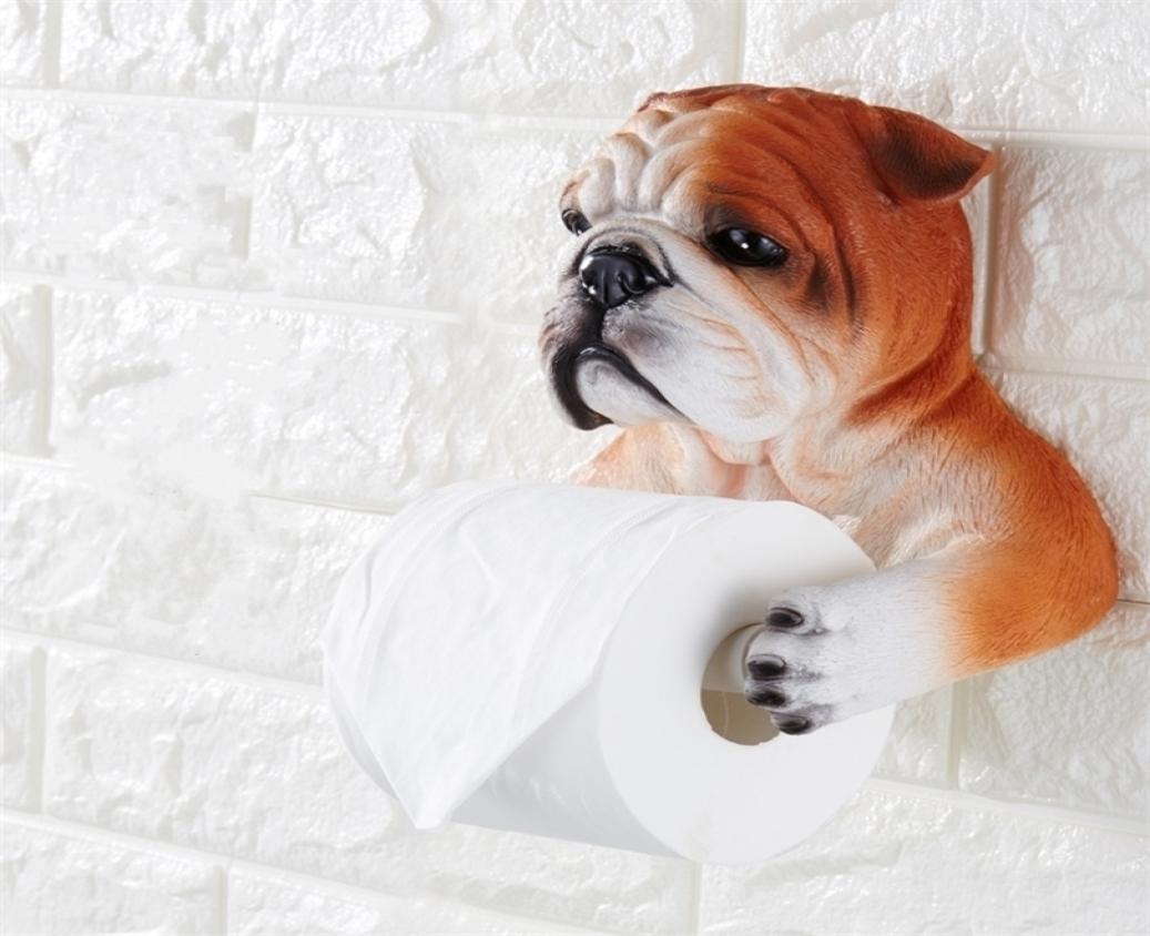 Novelty 3D Toilet paper holder resin simulation dog bear cat toilet roll holder bathroom accessories T200425
