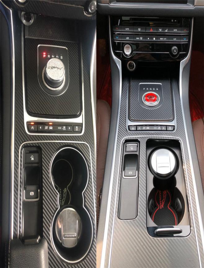 For Jaguar XE XFL F-PACE 2016-19Interior Central Control Panel Door Handle Carbon Fiber Stickers Decals Car styling cutted