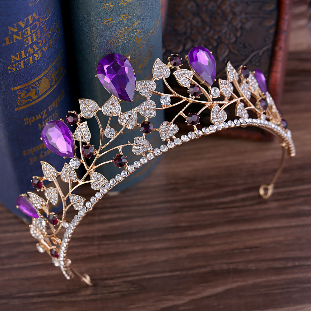 Wedding Hair Tiara Crystal Headpieces Bridal Tiaras Crown Silver Gold Blue Color Diadem Veil Tiaras Women Head Jewelry Accessories