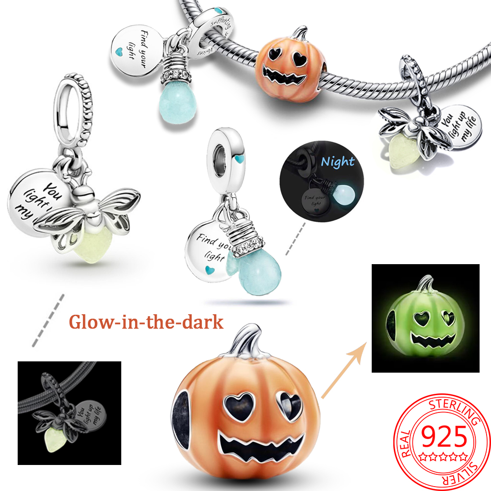 925 silver Fit Pandora Original charms DIY Pendant women Bracelets beads Glow-in-the-dark Lightbulb Double Dangle
925 silver Fit Pandora Original charms DIY Pendant women Bracelets beads Glow-in-the-dark Lightbulb Double Dangle