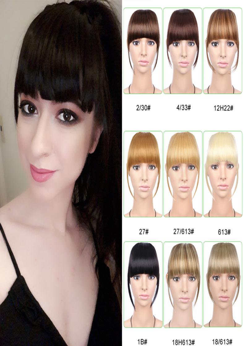 6 inches Short Front Neat bangs Clip in bang fringe Hair extensions straight Synthetic 100 Real Natural hairpiece
