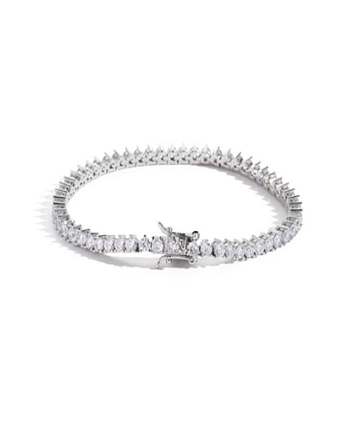 3 Prong 3mm 1 Row 18k Gold Finish Lab Diamonds Bling Tennis Bracelet Anti Tarnish Copper Zircon Tennis Bracelets