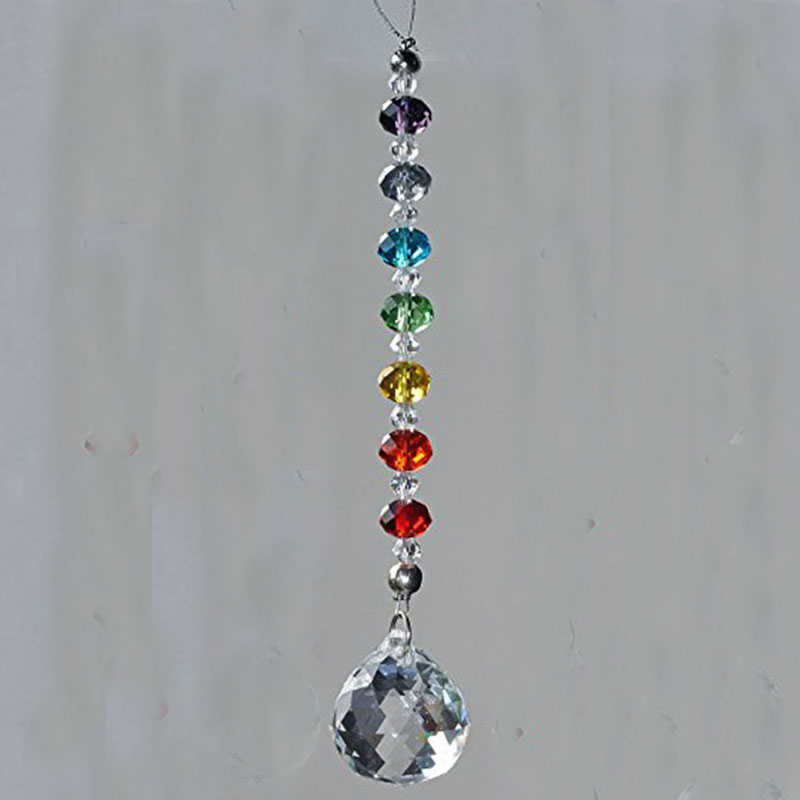 Pendants 20mm 30mm 40mm Crystal Prism Ball Chakra Colors Rondelle Beads Strand Design Rainbow Suncatcher Chrismas Decoration