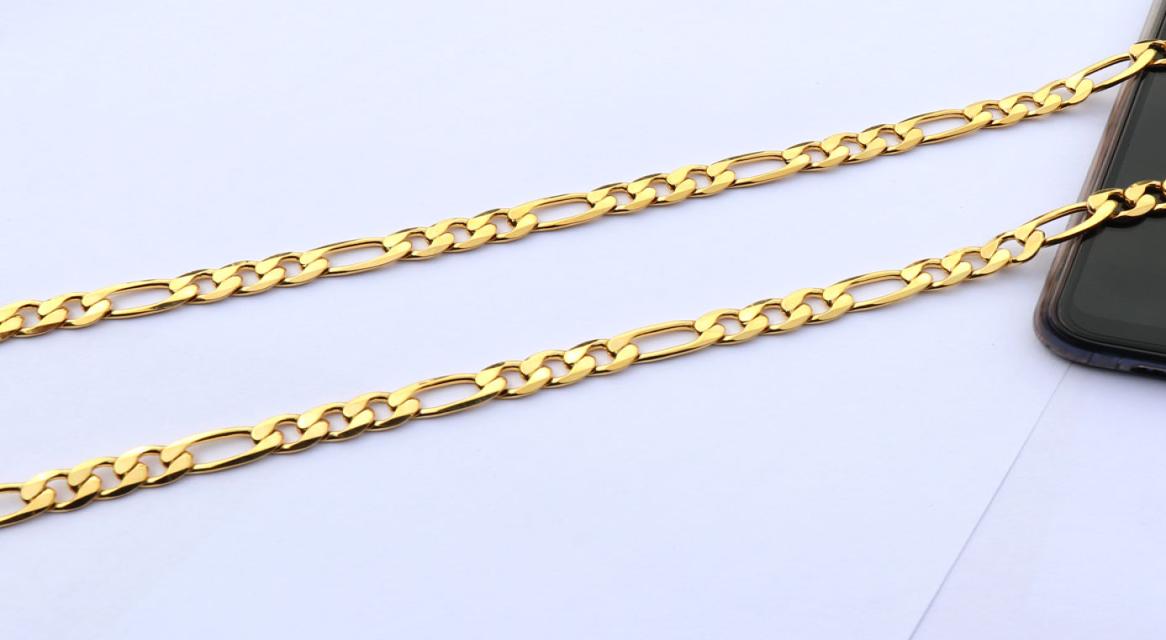Solid Stamep 585 Hallmarked Yellow Fine 18k Gold GF Figaro Chain Link Necklace Lengths 8mm Italian 24 inch