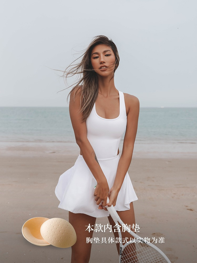 Dresses The All-In-One Yoga Suit Outdoor Sports Fiess Running Clothes Fashion Training Suits Tennis Dress Women 230404